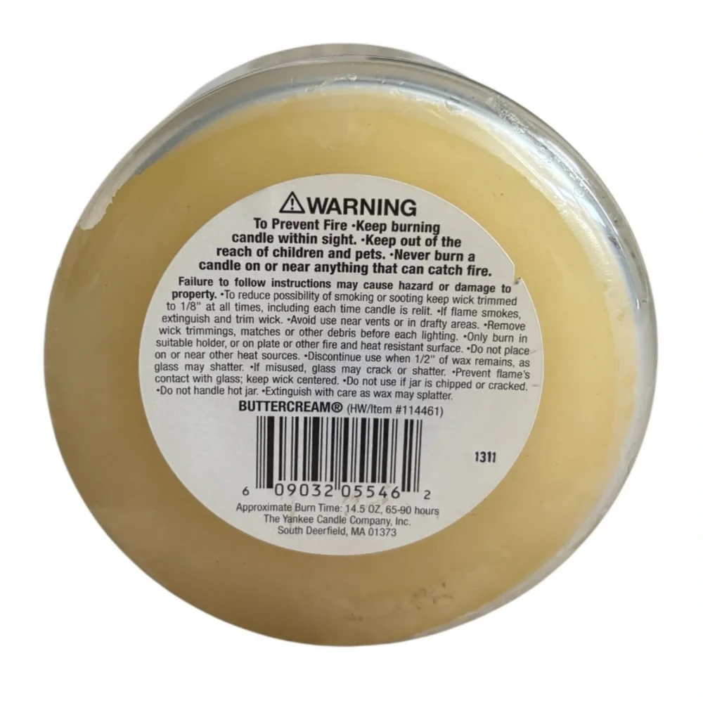 Yankee Candle Jar Buttercream Rare Vintage Black Band Cream Off White 14.5 Oz